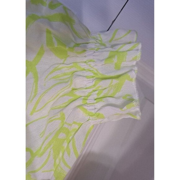 Torrid Women's 4 (4XL) Green White Print Long Sleeve V-Neck Dress New W/O Tags - Picture 5 of 14